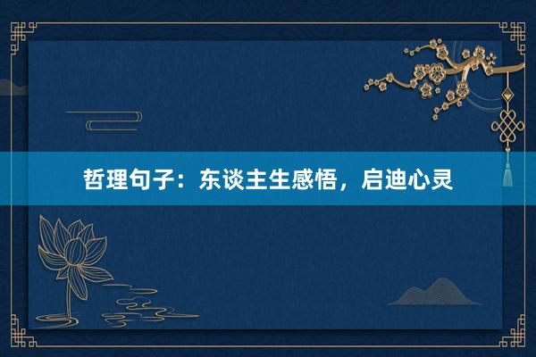哲理句子：东谈主生感悟，启迪心灵